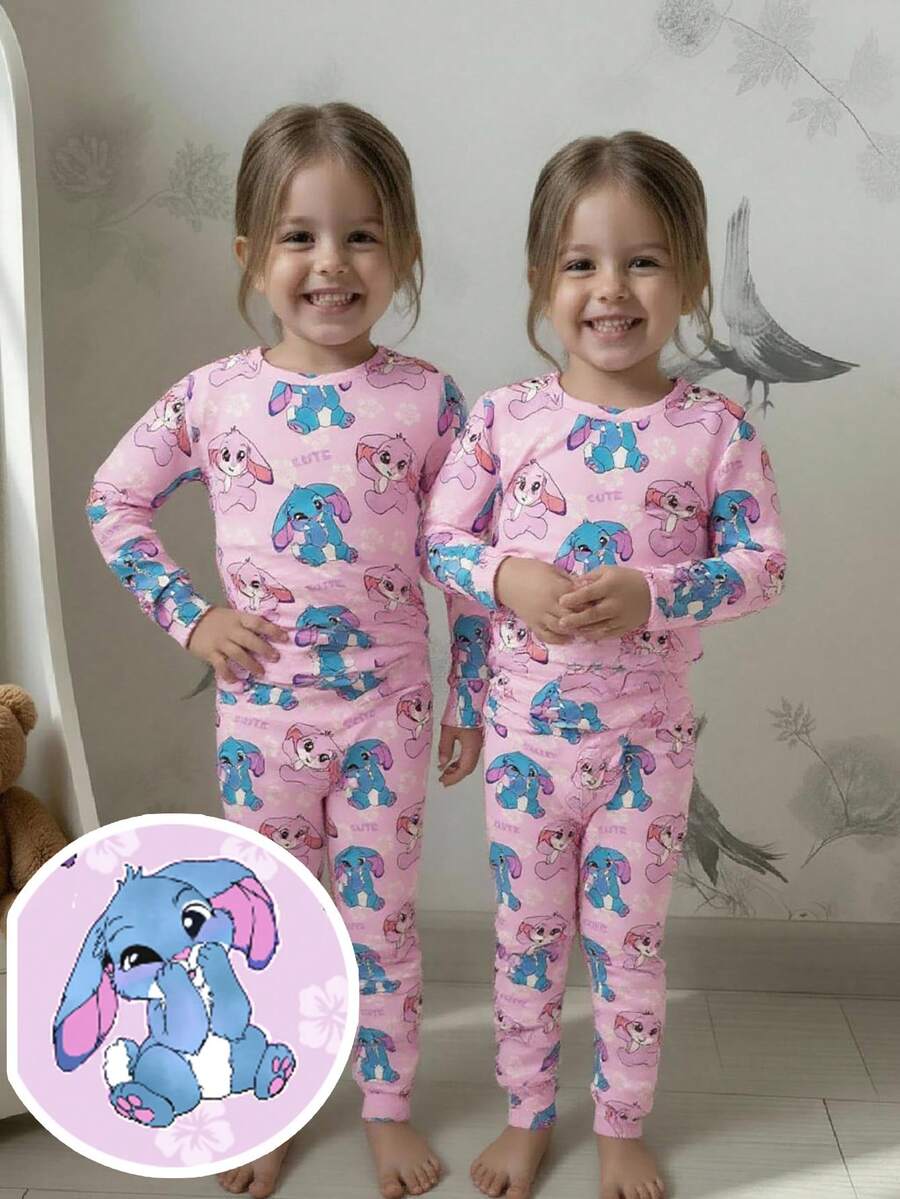 SHEIN 2pcs/Set Young Girl Halloween Pumpkin & Plaid Print Leggings And Long Sleeve T-Shirt - White - View 1