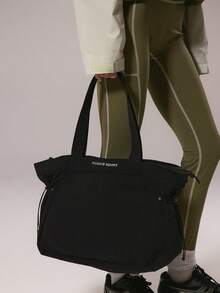 MUSERA 尼龙拉链口袋手提包，沙滩旅行日常休闲旅行包，时尚轻便，大容量运动包 - 黑色 - 查看 3