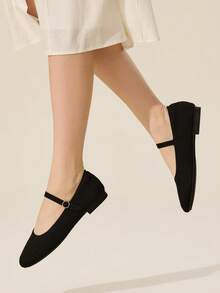 Ressula 女士休闲百搭通勤极简平底鞋 - 黑色 - 查看 4