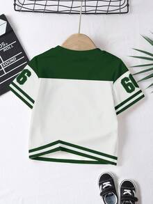 Young Boy King Text Graphic Number 66 Baseball Sports Style White Summer Career Day Back-To-School Color Block Patchwork Short Sleeve Round Neck Tee - Multicolor - View 4