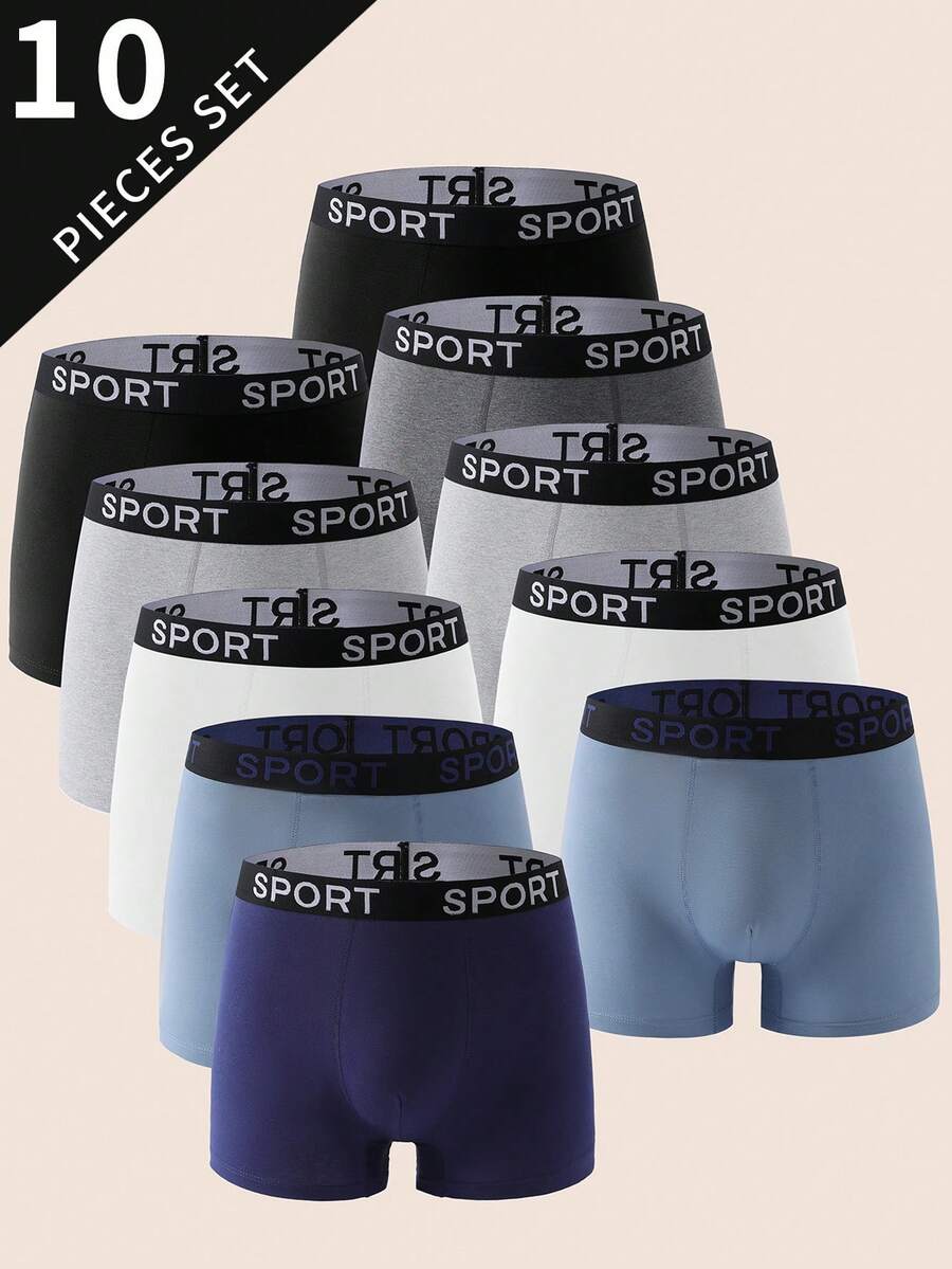 青少年男童平角内裤10条装，弹性腰带，多色套装，四季皆宜，2026新年必备，百搭舒适，保暖又可爱 - 彩色 - 查看 1