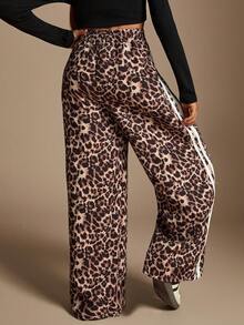 Radiana Tween Girls Leopard Print Drawstring Waist Wide Leg Pants - Multicolor - View 2