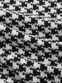 SHEIN MOD 复古黑白格纹撞色西装外套短裤两件套，格子图案，返校季服装，冬季外套，复古富贵风