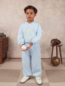 SUMWON Boys Pullover Hoodie And Joggers Set With Chest Print Brooklyn New York Graphic Long Sleeve Sweatshirt Comfortable Elastic Waist Pants Casual Coordinated Outfit Vacation - Blue - View 7