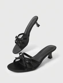 Sleekvia Sandal cao gót quai ngang kiểu mule dành cho nữ, mẫu mới mùa hè. - màu đen - Xem 2