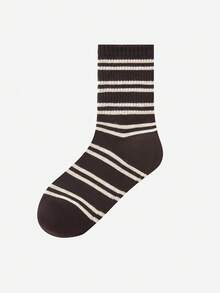 LUVLETTE 5 Pairs Autumn/Winter Warm Striped Mid-Calf Socks, Wool Blend Knee High Socks - Multicolor - View 7