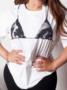 Lupita Cardoza Camiseta Feminina Casual de Gola Redonda de Manga Curta, Camiseta Gráfica, Camiseta Oversized