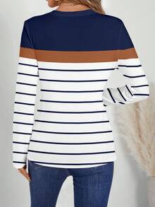 EMERY ROSE Áo thun dài tay cổ chữ V thoải mái, ấm áp, thanh lịch, dễ mặc, đa năng, màu xanh navy và vàng, phù hợp cho mùa thu/đông, thoải mái cho nữ - Nhiều màu - Xem 2