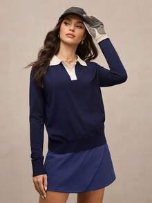 Activina 女士休闲撞色领毛衣