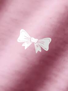 JNSQ Girls Autumn Outfit, Crew Neck Long Sleeve Sweatshirt Set, Bow & Floral Print Lace Trim Loose Sweatshirt Top Paired With Relaxed Straight Leg Sweatpants 2-Piece Set - Pink - View 8