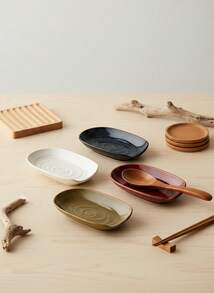 Ceramic Kitchen Utensil Holder, Spoon Rest Rack, Vintage Ceramic Soup Spoon Holder, Ladle Tray, Cookware Storage Tray, Coffee & Dessert Spoon Resting Plate, Ideal Mother's Day & Christmas Gift, Vintage Kiln-Fired Multicolor Design