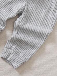 SHEIN Playful Pals 6pcs/Set Toddler Kids' Autumn/Winter Knitted Textured Ribbed Fleece Stand Collar Long Sleeve T-Shirt And Solid Color Ribbed Fleece Casual Sweatpants Set, Suitable For Various Occasions Baby Casual Sets Baby Boy Track Suit Baby Set Autumn Winter Season Baby Boys Outfit Baby Boy Sweater Set - Multicolor - View 8