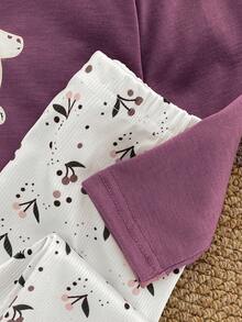 2件套幼儿女童可爱花卉印花长袖上衣和裤子休闲优雅睡衣