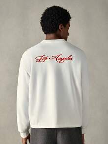 Manfinity VCAY Men's Casual Loose Fit Drop Shoulder Long Sleeve Round Neck T-Shirt - White - View 3