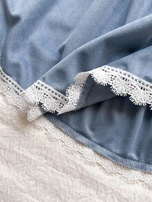 Vintaside Kids 1件女童休闲舒适灯芯绒面料圆领荷叶边下摆长袖基本款拼接花卉下摆乡村风百搭连衣裙，适合春秋季日常穿着 - 彩色 - 查看 11