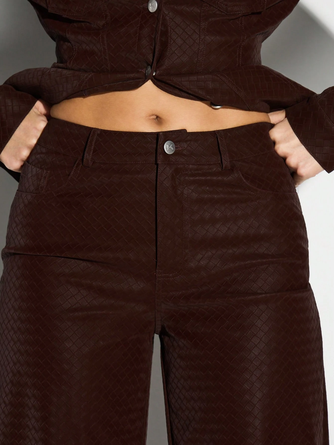 KIZN High Rise Quilted Wide Leg Pants