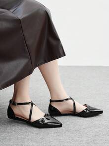 CUCCOO BIZCHIC Giày bệt mũi nhọn thời trang, thanh lịch, đa năng dành cho nữ - màu đen - Xem 5