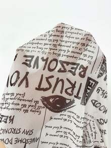 Coolane 女士秋季四季皆宜复古街头风报纸图案弹力露肩不对称领上衣 - 白色 - 查看 6