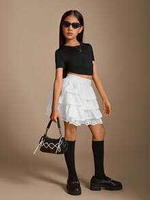 Radiana تنورة متدرجة من التول الربيعية/الصيفية المناسبة لعطلات الفتيات المراهقات ووقت الفراغ - أبيض - مشاهدة 4