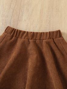 SHEIN Young Girl's Solid Color Corduroy A-Line Skirt,Elegant&Ladylike Minimalist Versatile,Perfect For Daily,School,Outing,Spring,Durable Fabric,Gift - Burgundy - View 5