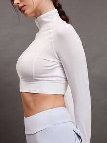 Activina Zip Up Crop Sports Jacket - White - View 6