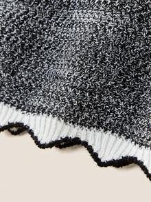 Muvela Blusa de verano linda con top de punto con volantes, bordado de lentejuelas doradas y corbata de moño gris para mujer - Gris - Ver 7