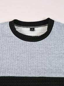 Manfinity Homme Men's Casual Contrast Color Patchwork Pullover Sweatshirt, Autumn Boss Mens Clothing Online Newcastle Summer Turtle Neck Men Men Knit Tops Business Casual Tops Men Jumper For Men Old Money,Daily Leisure, Weekend Trips, Outdoor Activities, Travel Expeditions, Relaxed Work Environments Or Semi-Formal Occasions, Boyfriend/Husband Gift, Anniversary /Birthday Gift Party Christmas New Years