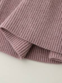 SHEIN Playful Pals 女婴加厚圆领长袖针织毛衣连衣裙，荷叶边下摆，适合日常穿着、外出、旅行、度假、居家、托儿所和儿童玩耍，柔软舒适，秋冬季款 - 駝色 - 查看 12