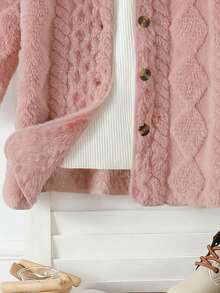 Áo khoác cardigan dài tay họa tiết kim cương jacquard thoải mái cho bé gái đi nghỉ, thích hợp mặc ngoài trời - Hồng - Xem 5