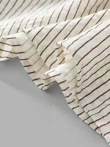 Muvela Women's Casual Striped Belt Shirt Essential Items For All Seasons: Retro Preppy Style, Versatile And Casual, Perfect For Everyday Outings, Old-Money Look, Intellectual Style. - Apricot - View 6