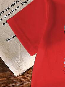 两件套男童摩托车图案印花休闲舒适深绿色圆领T恤+黑色裤子短袖套装 - 彩色 - 查看 4