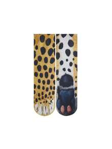 Joivida 3D Animal Socks – Digital Print, Realistic Cat/Dog Designs, Fun Leopard Print - Multicolor - View 9