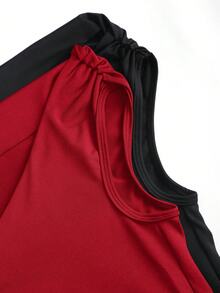 Sweetra 2pcs/Set Asymmetric Collar Fitted T-Shirt, Versatile Casual Top, Spring/Summer - Multicolor - View 7