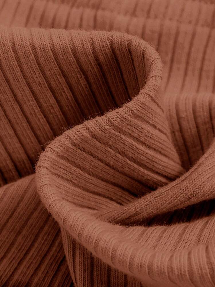 SHEIN 3件套新生女宝宝纯色装饰针织连体裤薄款套装 - 彩色 - 查看 4