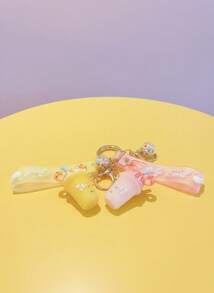 Joivida 1 件创意冰淇淋和奶茶杯形状钥匙扣吊坠，适合学生、朋友、汽车装饰、背包吊坠、包包装饰、生日礼物、派对礼物、圣诞节 - 彩色 - 查看 5