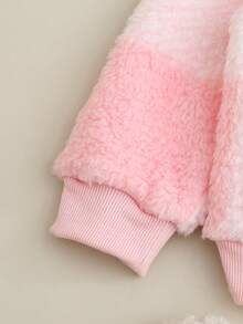 SHEIN 2pcs Baby Girl Cute Sweet Fashion Casual Pink White Plaid Checkered Pattern Faux Fur Fluffy Fuzzy Plush Sherpa Texture Long Sleeve Hooded Sweatshirt Pullover Tops And Elastic Waist Sweatpants Joggers Pants Two Pieces Outfit Sets Thick Soft Clothes For Daily Wear Home Sleepwear Fall Autumn Winter