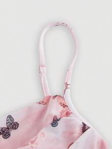 SHEIN MOD Váy nữ in họa tiết bướm hồng lãng mạn dễ thương, trang phục dự tiệc cưới mùa thu, váy dự tiệc, váy dạ hội, váy cưới cho nữ - Hồng - Xem 4