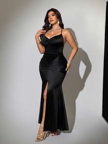 Viva Relle Plus Size Sexy Elegant Off-Shoulder Backless Dress - Black - View 5