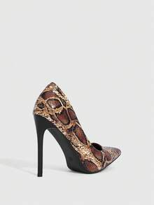 CUCCOO SZL 女士时尚棕色蛇纹尖头细高跟鞋，简约性感基本款，适合约会、派对、婚礼等场合。 - 彩色 - 查看 8