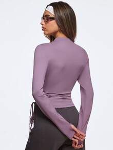 Eassivo Eassivo Women's Mauve Zip-Up Drawstring Top & Coffee Wide Leg Pants Set,Two Piece Athleisure, Modest Active Wear Set,Modest Gym Wear Women - Grey - View 11