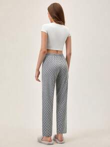 Loomlin 女士棉质撞色心形图案家居睡裤