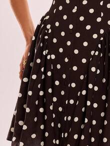 Avenya 棕色底米色波点印花收腰连衣裙 - 彩色 - 查看 2