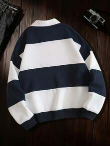 Glimmora 男士骑士印花条纹拉链休闲卫衣 - 彩色 - 查看 2