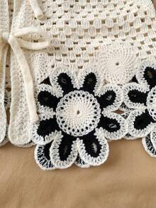 Travachic KIDS 少女度假休闲花卉刺绣镂空针织背心 - 白色 - 查看 8