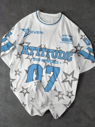 Manfinity Men's Casual Printed Crew Neck Short Sleeve Fitted T-Shirt