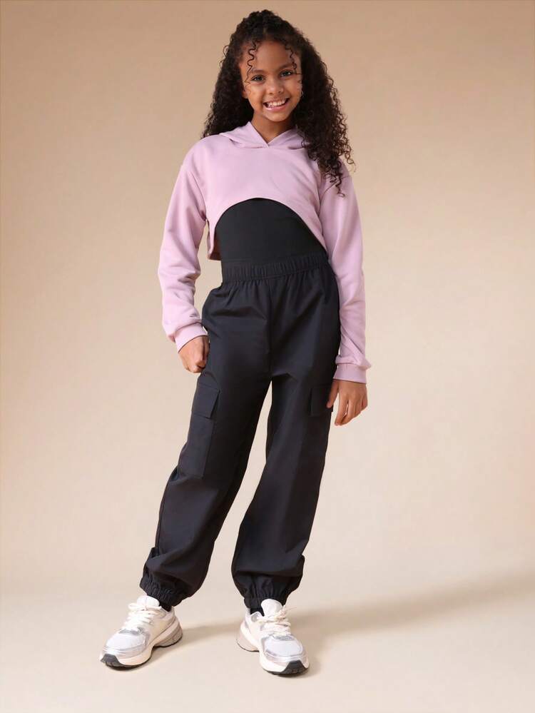 Cropped Hoodie With Cargo Joggers Set