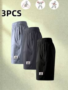 1/3PCS Pantalones cortos casuales de ajuste holgado con cordón en la cintura para hombres