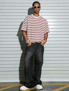 PAVTROS 男士条纹印花圆领休闲百搭短袖T恤 - 彩色 - 查看 6