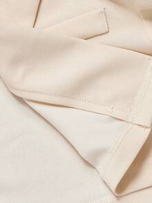 SHEIN MOD 女士纯色翻领长袖外套和褶裥吊带连衣裙优雅套装 - 杏色 - 查看 12