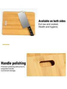 1块手工竹制砧板，多功能双面手柄切菜板，水果板，便携式露营蔬菜板，厨房用品
